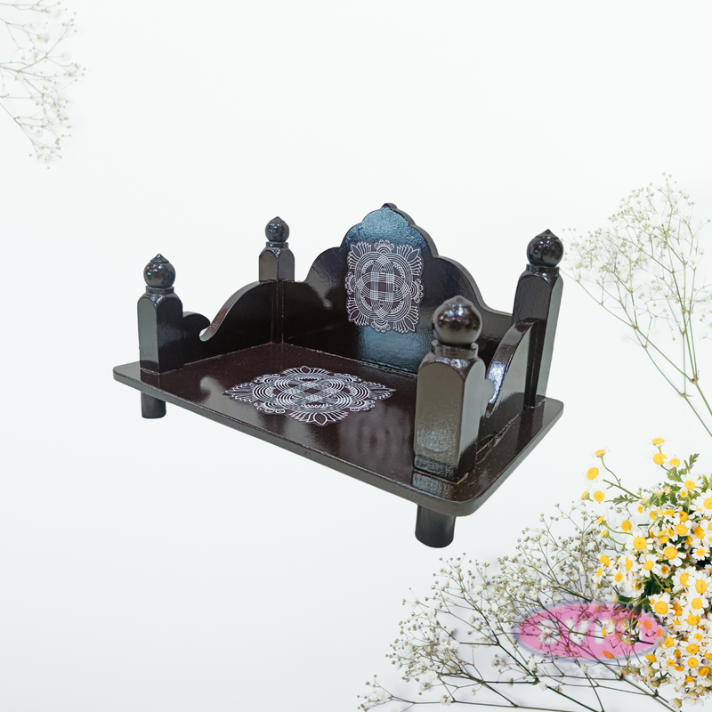 Wooden Pooja Simhasanam for Idols – Classic Dark Finish