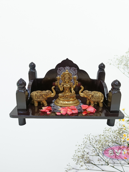 Wooden Pooja Simhasanam for Idols – Classic Dark Finish