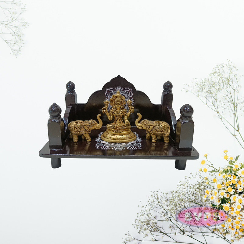 Wooden Pooja Simhasanam for Idols – Classic Dark Finish
