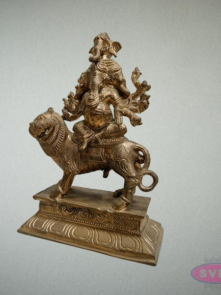 Panchaloha Panchamukha Ganesha Idol on Lion Vahanam – 8.5 Inches