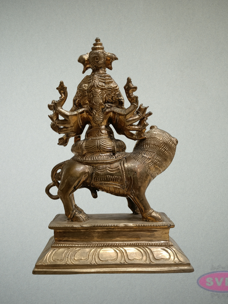 Panchaloha Panchamukha Ganesha Idol on Lion Vahanam – 8.5 Inches