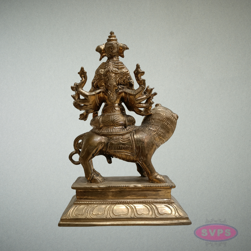 Panchaloha Panchamukha Ganesha Idol on Lion Vahanam – 8.5 Inches