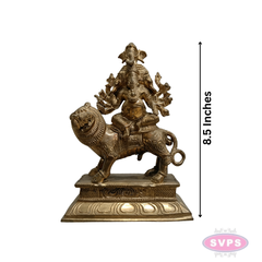 Panchaloha Panchamukha Ganesha Idol on Lion Vahanam – 8.5 Inches