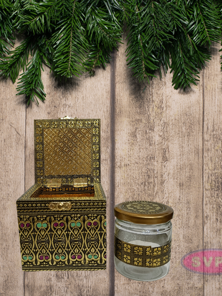 Meenakari Wooden Dry Fruit Box with 1 Glass Jars – Peacock Design Decorative Gift Box