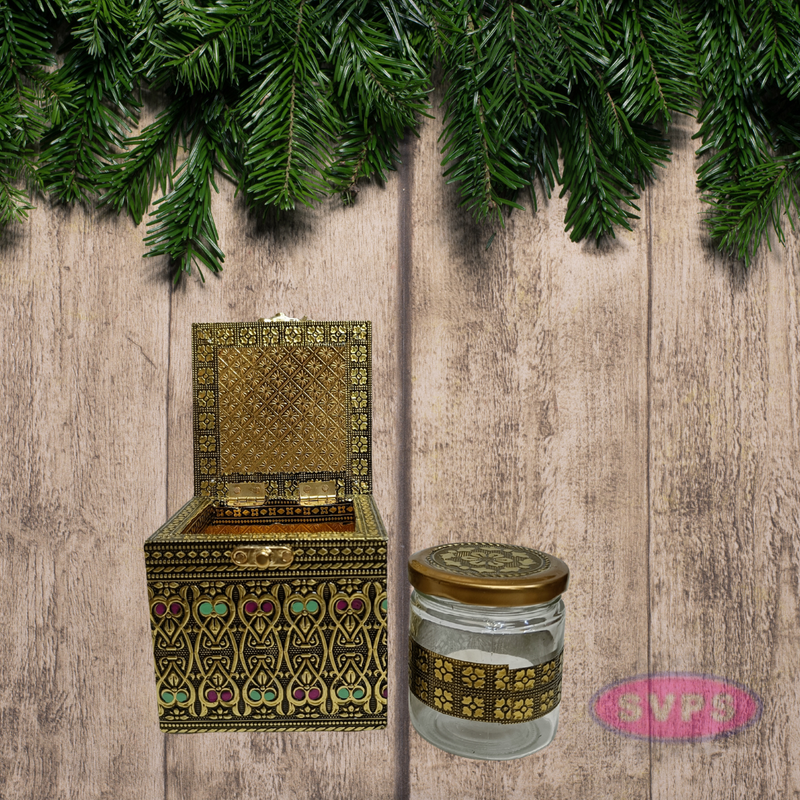 Meenakari Wooden Dry Fruit Box with 1 Glass Jars – Peacock Design Decorative Gift Box