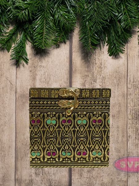 Meenakari Wooden Dry Fruit Box with 1 Glass Jars – Peacock Design Decorative Gift Box