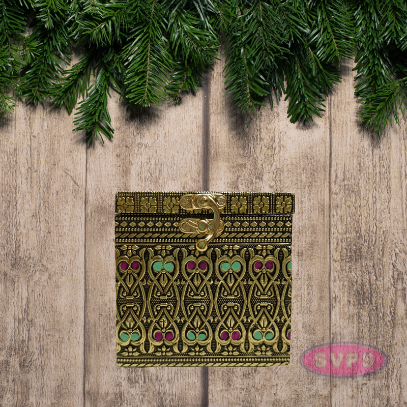 Meenakari Wooden Dry Fruit Box with 1 Glass Jars – Peacock Design Decorative Gift Box