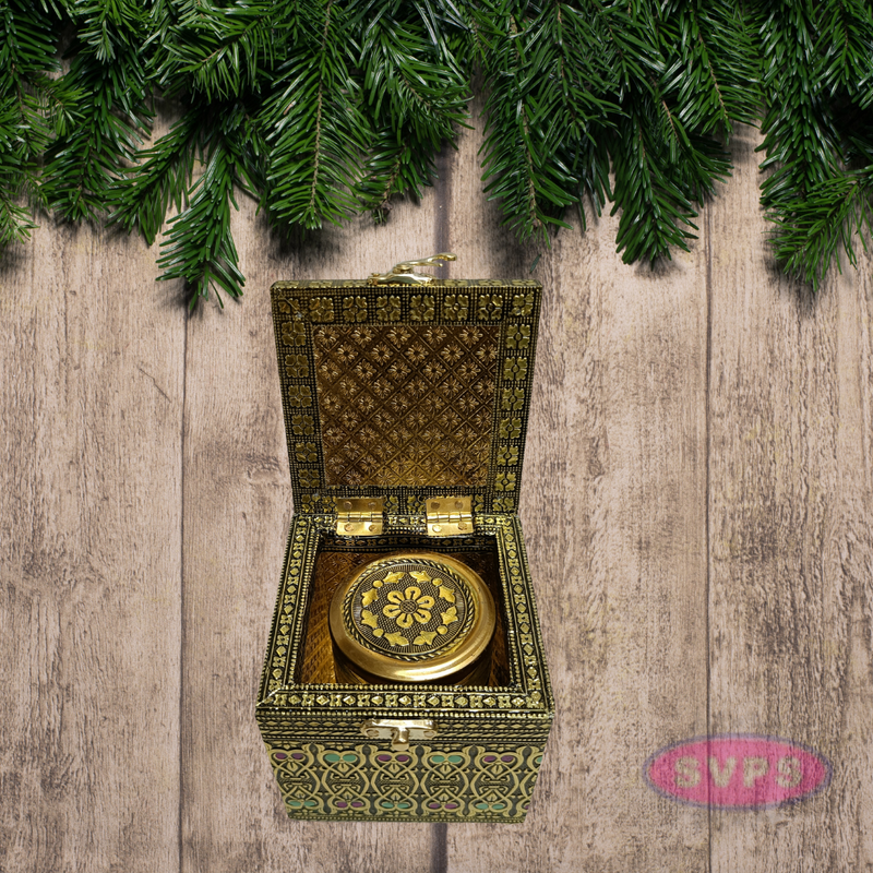 Meenakari Wooden Dry Fruit Box with 1 Glass Jars – Peacock Design Decorative Gift Box