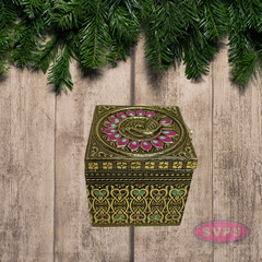 Meenakari Wooden Dry Fruit Box with 1 Glass Jars – Peacock Design Decorative Gift Box