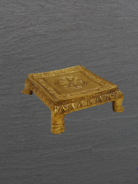 Traditional Brass Pooja Peedam with Floral Engraving