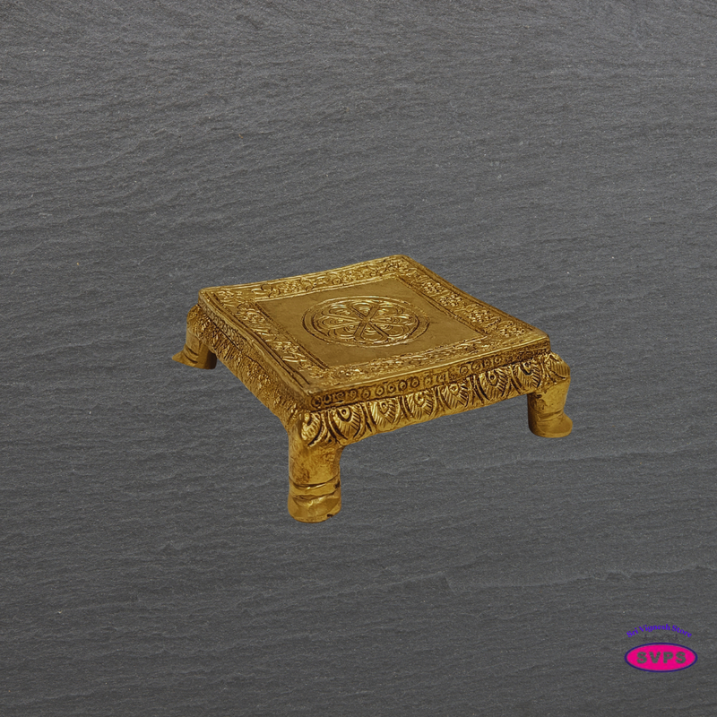 Traditional Brass Pooja Peedam with Floral Engraving