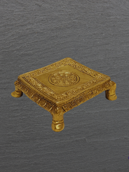 Traditional Brass Pooja Peedam with Floral Engraving