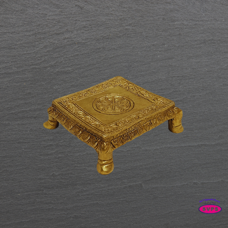 Traditional Brass Pooja Peedam with Floral Engraving
