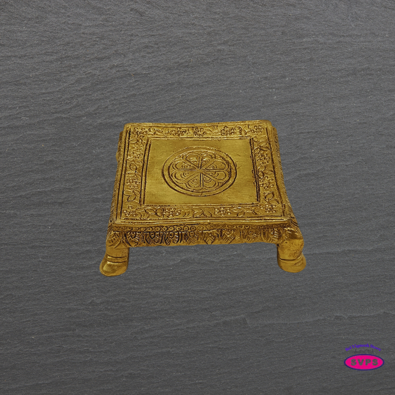 Traditional Brass Pooja Peedam with Floral Engraving