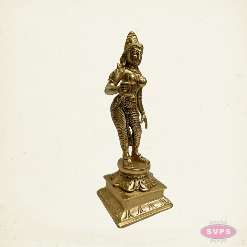Brass Sivakami Devi Murti – 9 Inch Temple Style Hindu Goddess Idol