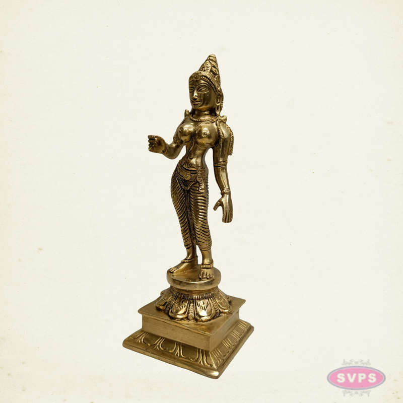 Brass Sivakami Devi Murti – 9 Inch Temple Style Hindu Goddess Idol