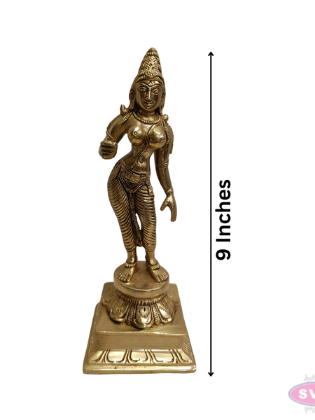 Brass Sivakami Devi Murti – 9 Inch Temple Style Hindu Goddess Idol