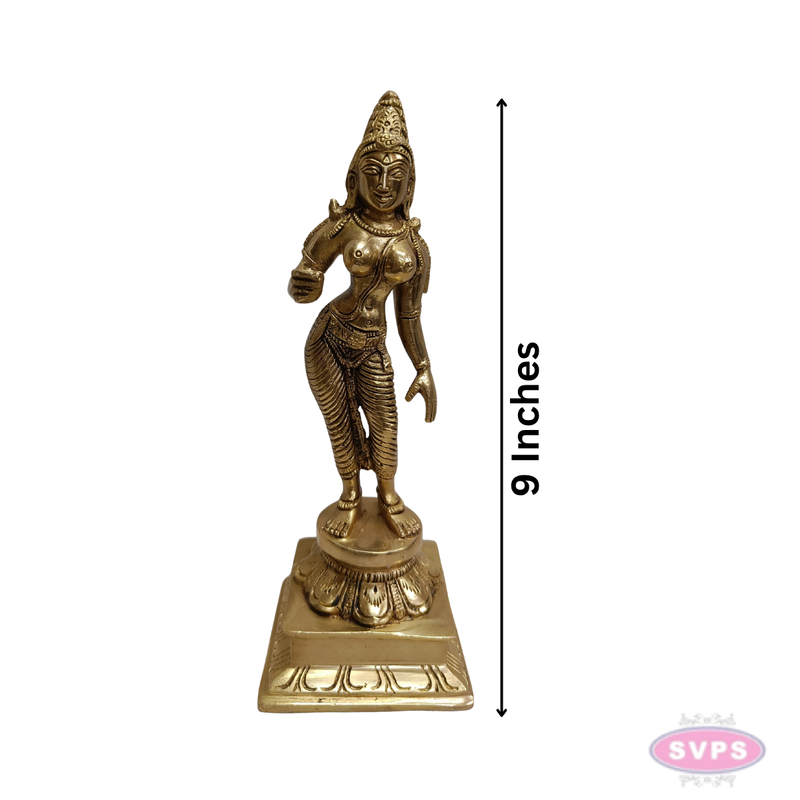 Brass Sivakami Devi Murti – 9 Inch Temple Style Hindu Goddess Idol