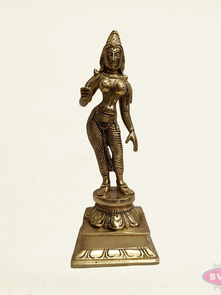Brass Sivakami Devi Murti – 9 Inch Temple Style Hindu Goddess Idol