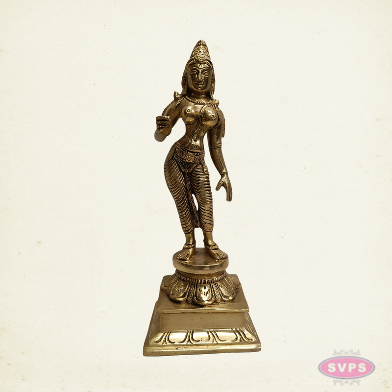 Brass Sivakami Devi Murti – 9 Inch Temple Style Hindu Goddess Idol