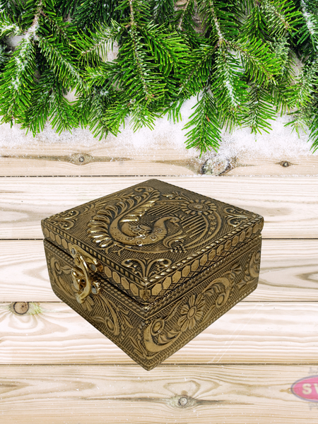 Golden Jewellery Storage Box – Decorative Trinket Organizer for Wedding Return Gifts & Festive Gifting