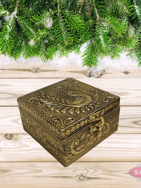 Golden Jewellery Storage Box – Decorative Trinket Organizer for Wedding Return Gifts & Festive Gifting