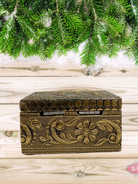 Golden Jewellery Storage Box – Decorative Trinket Organizer for Wedding Return Gifts & Festive Gifting