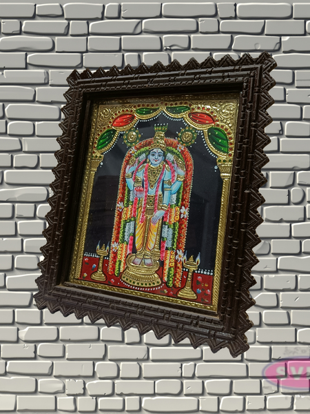 Guruvayoorappan Tanjore Painting with Teak Wood Frame