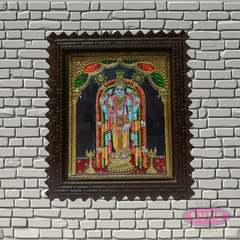 Guruvayoorappan Tanjore Painting with Teak Wood Frame
