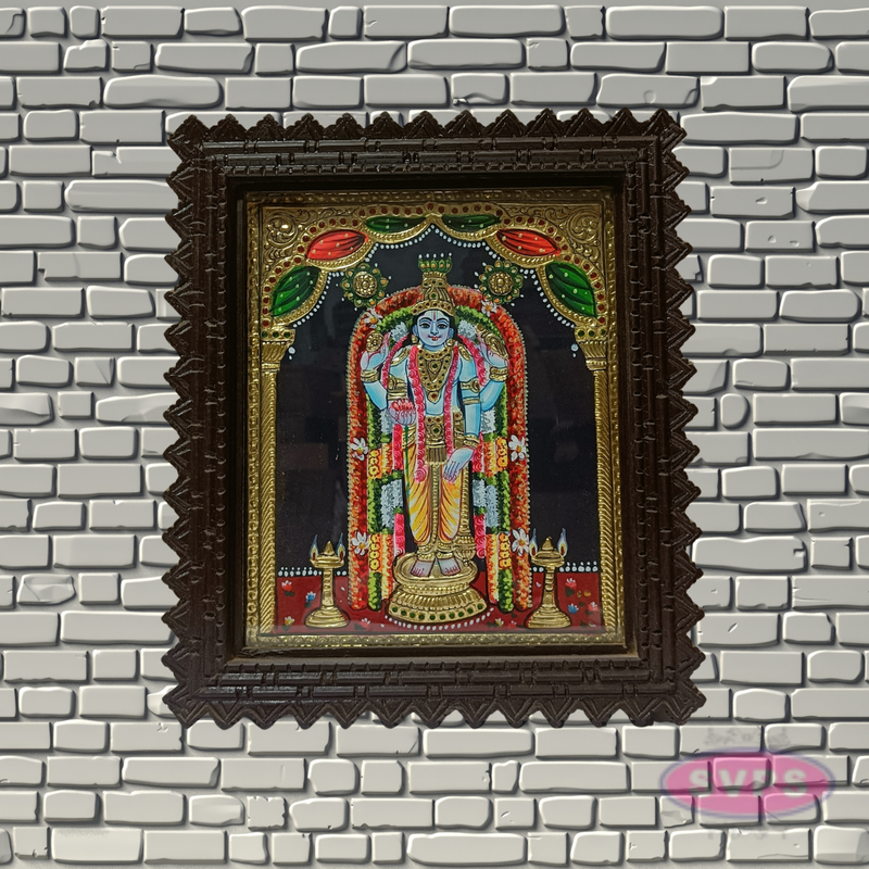 Guruvayoorappan Tanjore Painting with Teak Wood Frame