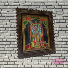 Guruvayoorappan Tanjore Painting with Teak Wood Frame