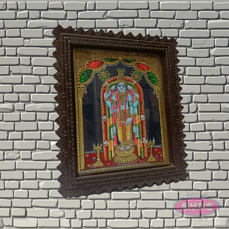 Guruvayoorappan Tanjore Painting with Teak Wood Frame