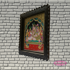 Bal Krishna Tanjore Painting with Teak Wood Frame | Hindu God Wall Decor