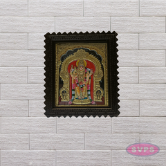 Lord Murugan Tanjore Painting with Teak Wood Frame – Traditional Gold Foil Artwork