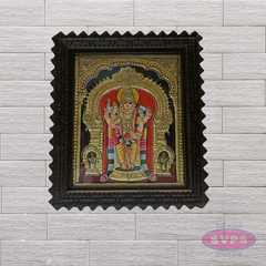 Lord Murugan Tanjore Painting with Teak Wood Frame – Traditional Gold Foil Artwork
