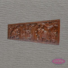 3 Ft Wooden Gajalakshmi Wall Panel | Antique Finish | Temple Carving | Home Décor