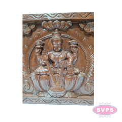 3 Ft Wooden Gajalakshmi Wall Panel | Antique Finish | Temple Carving | Home Décor