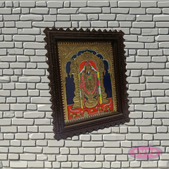 Tirupati Balaji Tanjore Painting with Teak Wood Frame | Hindu God Wall Decor