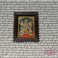 Sri Ram Darbar Tanjore Painting with Teak Wood Frame | Hindu God Wall Decor