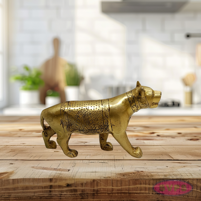 Handcrafted Brass Tiger Idol – Traditional Vastu Decor