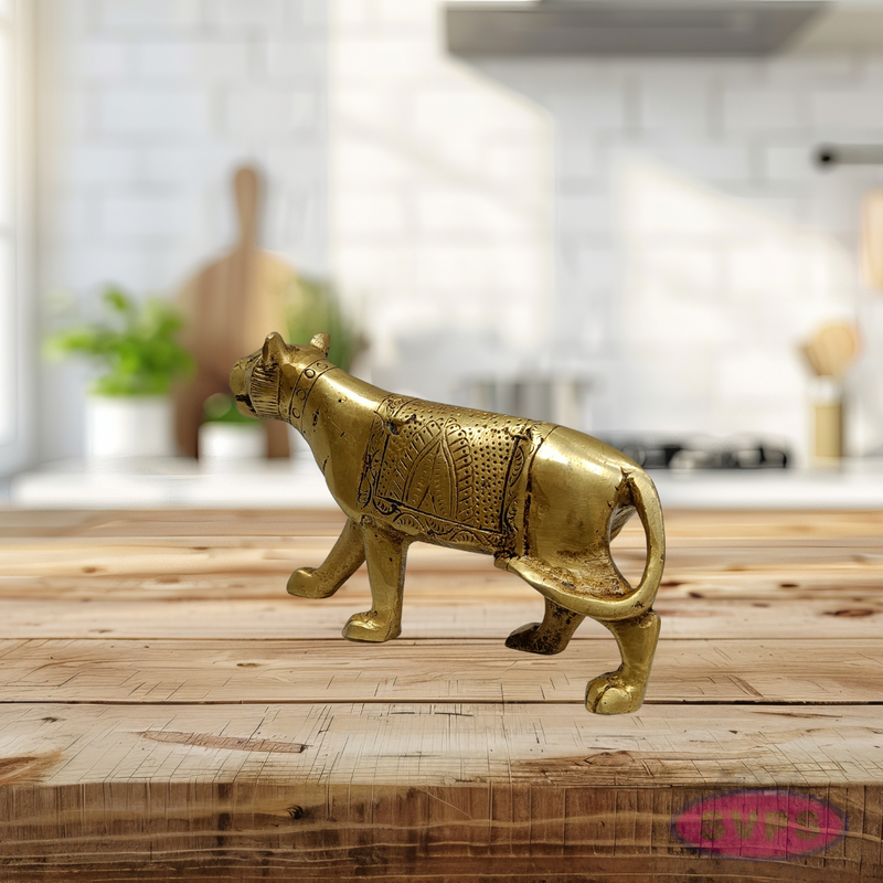 Handcrafted Brass Tiger Idol – Traditional Vastu Decor