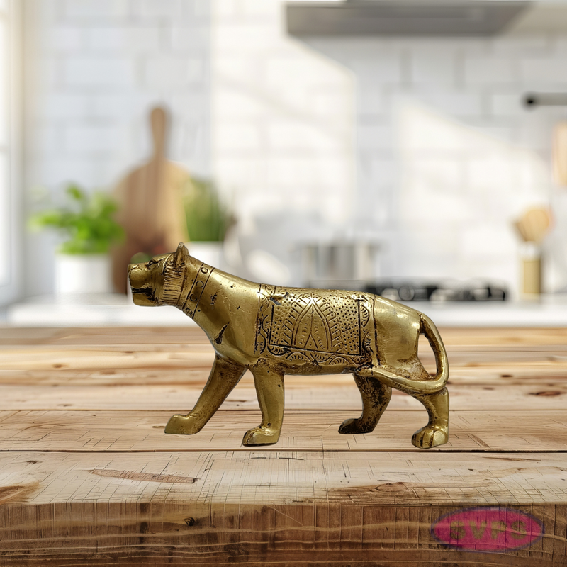 Handcrafted Brass Tiger Idol – Traditional Vastu Decor