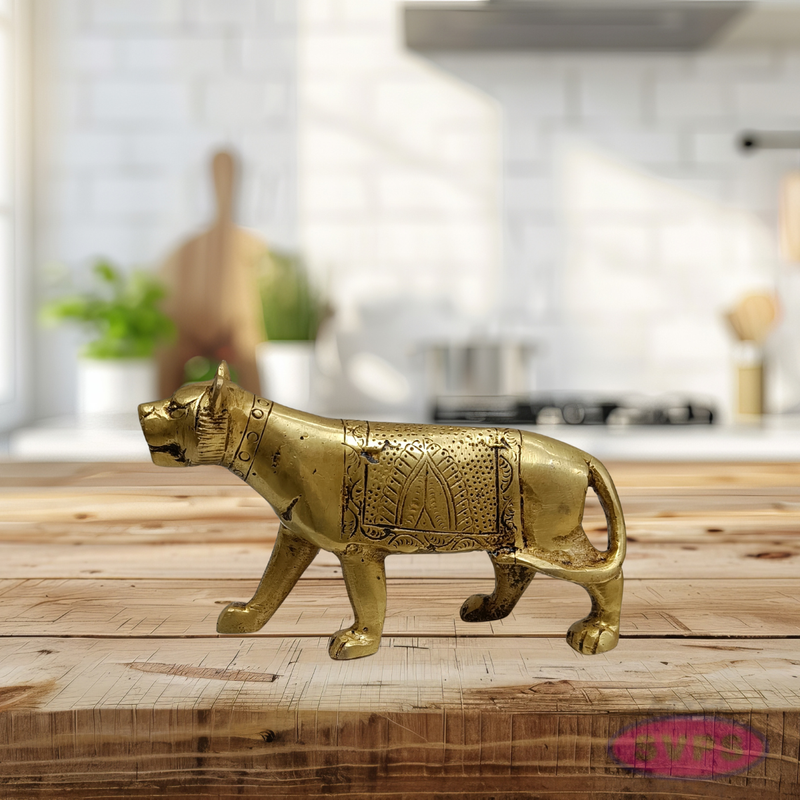 Handcrafted Brass Tiger Idol – Traditional Vastu Decor