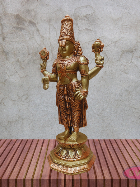 12” Tirupati Balaji Standing Brass Statue for Pooja Room
