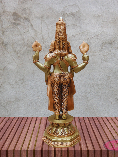 12” Tirupati Balaji Standing Brass Statue for Pooja Room