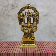 Brass Lord Venkateswara with Sridevi Bhudevi & Garuda Statue