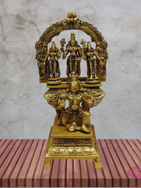 Brass Lord Venkateswara with Sridevi Bhudevi & Garuda Statue