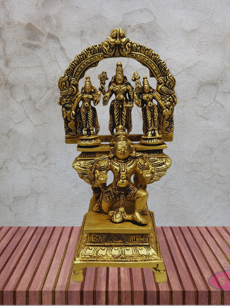 Brass Lord Venkateswara with Sridevi Bhudevi & Garuda Statue