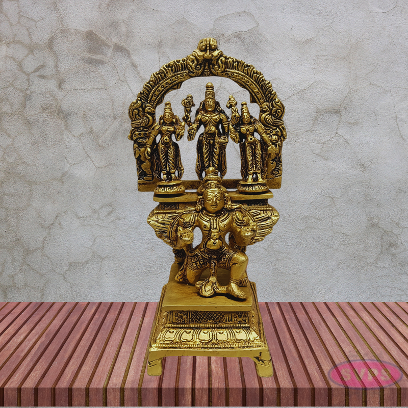 Brass Lord Venkateswara with Sridevi Bhudevi & Garuda Statue
