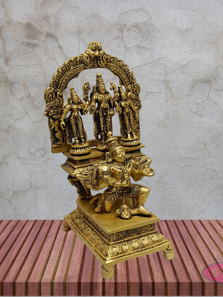 Brass Lord Venkateswara with Sridevi Bhudevi & Garuda Statue